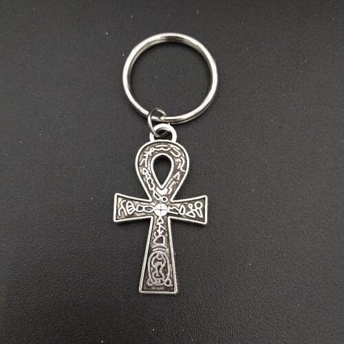 Egypt Egyptian Ankh Cross Charm Keychain Stainless Steel Metal Keyring Fashion Unisex Jewelry Accessories