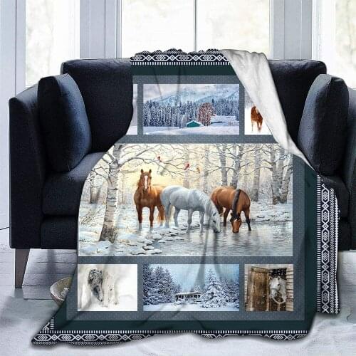 Horse Fleece Blanket Multi Sizes Blanket Lightweight Super Soft Comfortable Luxury Bed Fleece Throw Blanket for Sofa Couch
