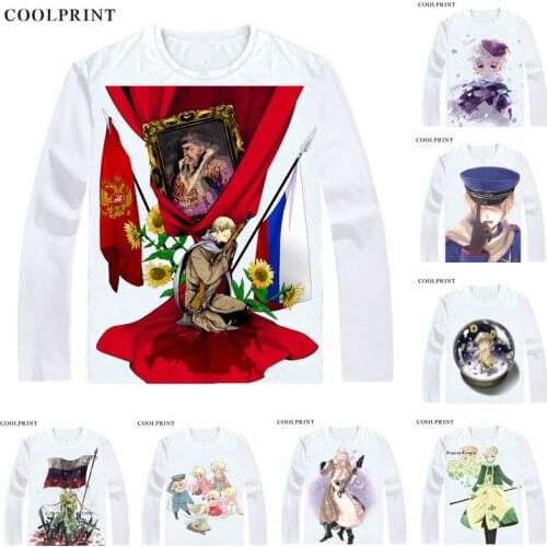 Russia Soviet Union Ivan Braginski T Shirt Axis Powers Hetalia Men T-shirt Casual Vintage TShirt Printed Long Sleeve Shirts