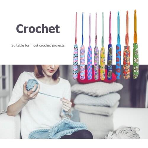 Ceramic Handle Knitting Needles Aluminum Crochet Hooks Set 2-6mm DIY Craft Sewing Hand Crochet Hook Set Kit 9pcs