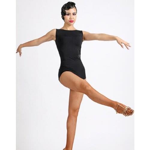 Black color customized custom bodysuit ballet dance latin Rumba cha cha salsa tango one-piece Latin leotard size S M L