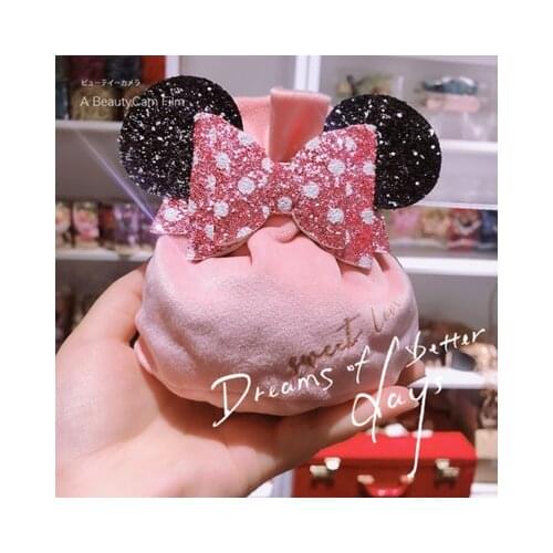 Minnie style bowknot embroidery sweet love small drwastring bags/DIY packing bags/pink/black/red