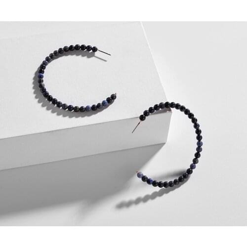 HUIDANG Fashion Jewelry Women Bijoux Boutique Earring Big Size Natural Stone Beaded Hoop Earrings