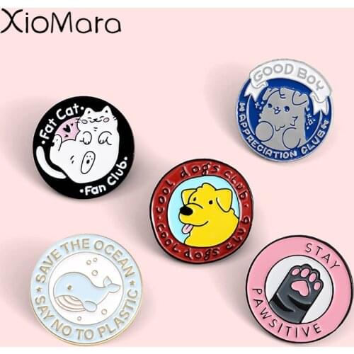 Adorable Family Members Enamel Pins Paw Dog Cat Chicken Pet Animal Jewelry Round Custom Brooches Lapel Pin For Friends Gift