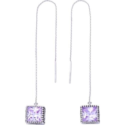 Simple Design Drop Earring Fashion Sweet Cute Korean Long Crystal Earrings For Women Appointment Date Gift Jewelry Accessory