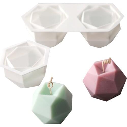 Rhombus Ball Candle Mold Magic Ball Cube Geometric Shape Chocolate Mousse Baking Silicone Mold Candle Making Kit Fondant Mould