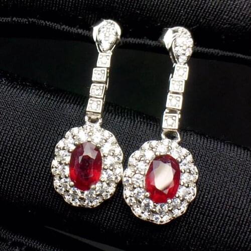 The Best Anniversary Gift Ruby Earring 925 Sterling Silver Fahshion Natural and Real Ruby Earring
