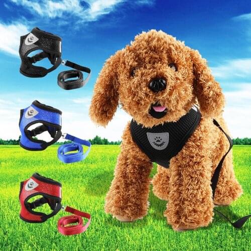 Dog Cat Mesh Harness Soft Adjustable Vest Pet CollarsFor Small Medium Dog Polyester Dog Supplies