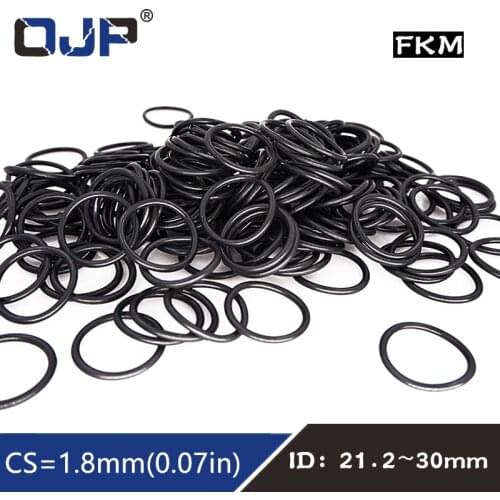 5PCS Fluorine rubber Rings Black FKM O ring Seal 1.8mm Thickness ID21.2/22.4/23.6/25/25.8/26.5/28/30mm O-Ring Seal Ring Gasket
