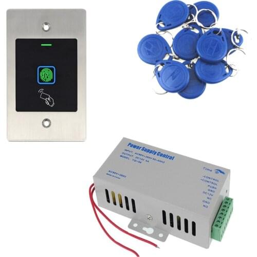 IP66 Embedded Mounted Fingerprint Access Control RFID ID reader controller Door Opener System with Tags 3A Power Optional