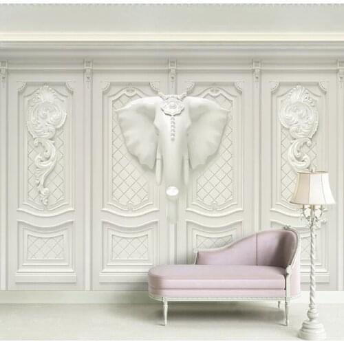 Custom Mural Wallpaper 3D Stereoscopic Embossed Elephant European Style Living Room Bedroom Background Wall Art Photo Wall Paper