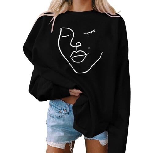 Womens Sweatshirts Vintage Print Tops O-neck Ladies Ropa Mujer Vintage Print Blouses Loose Round Neck Blouse Tops Sweatshirts