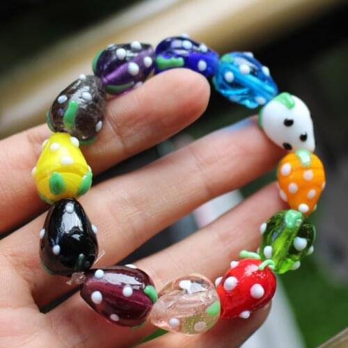 10Pcs 11mm Handmade Lampwork Glass beads Big Strawberry Multi-ColorFashion for jewelry Bracelet Necklace Earring Diy Craftmaking