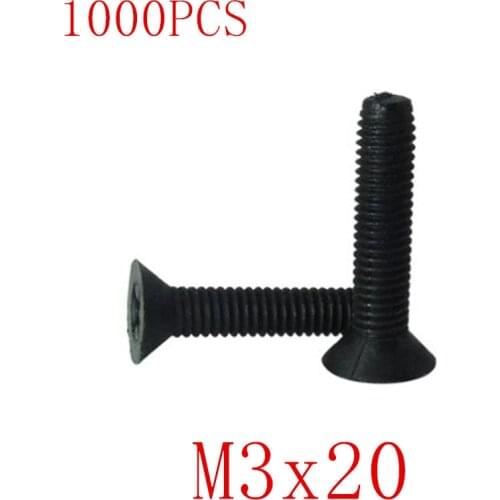 1000pcs wholesale M3*20 m3x20 black cross flat plastic screw Nylon insulated screw countersunk head cross bolt screw