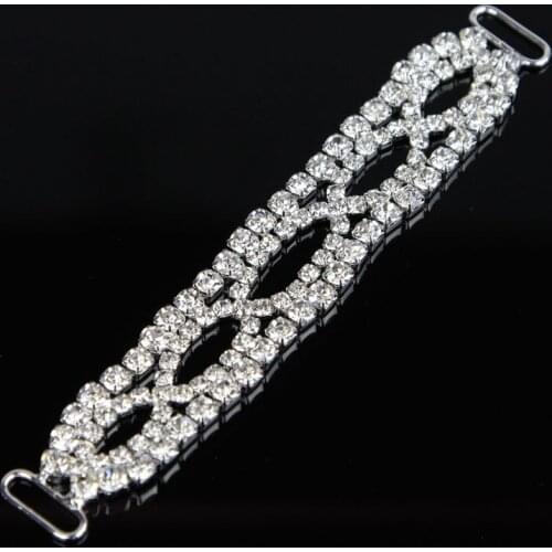 30 Pcs Swimwear Accessories Silver Crystal Rhinestone Connector For Bikini 11.8x1.9cm