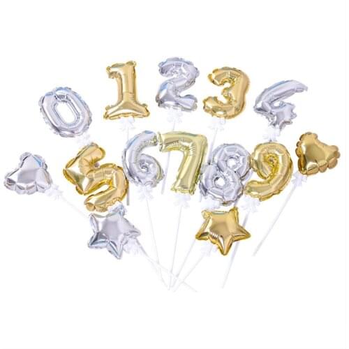 5 Inch Self-Explosive Ball Aluminum Film Balloon Automatic Inflatable Birthday Cake Plug-In Decoration Digital Balloon