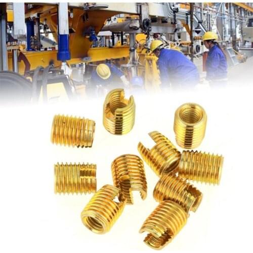 50Pcs M3-M16 Tapping Thread Slotted Tensile Strength Carbon Steel Brass Tone Tapping Thread Slotted for Automobile Industry