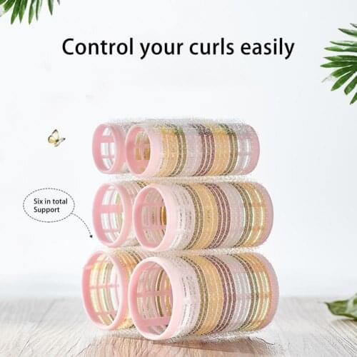 6Pcs/Set Bang Roller Elastic Natural Effect Artificial Magic Volume Big Wavy Buckle Curly Hair Roller for Female