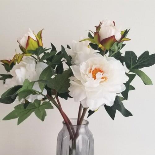 Big Peony Flower Head Artificial Flowers Bouquet Flowers with Bud Top Vivid Flowers for Home Table Decor Wedding Decoration