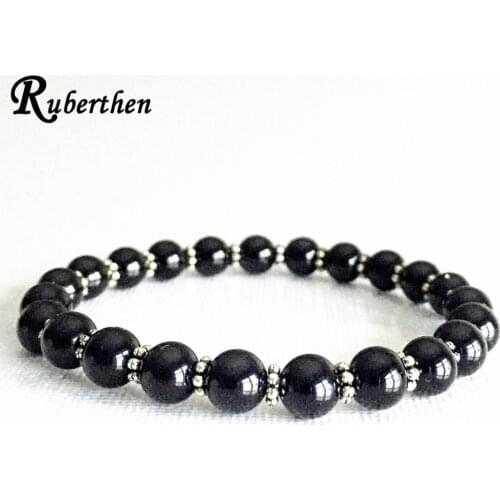 Ruberthen Black Onyx Mala Bracelet Womens Crystal Yoga Bracelet Spiritual Energy Protection Bracelet