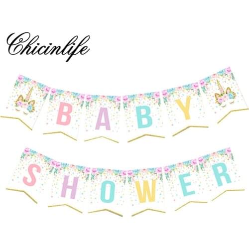 Chicinlife 12Pcs/Lot Unicorn Baby Shower Bunting Banner Party Favors Decoration Happy BirthdayKids Party Supplies