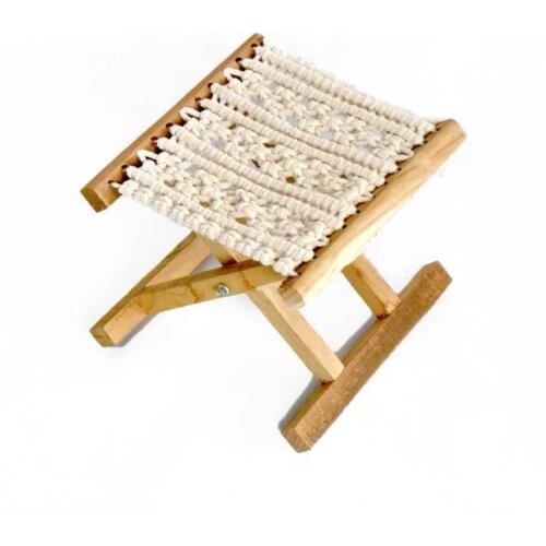 Log Woven Maza Bohemia Style Maza Wood Woven Seat Folding Portable Shoe Stool Picnic Camping Wooden Stool Saves Space