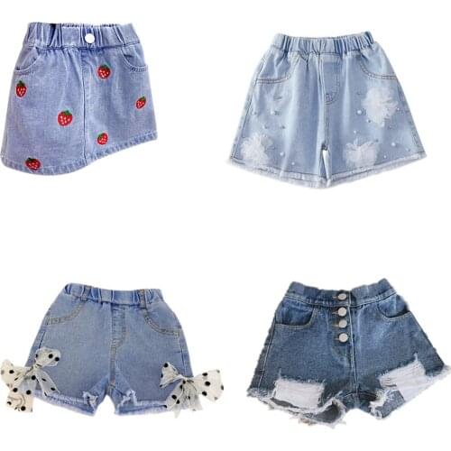Kids Clothes Solid Color Baby Denim Shorts Lace Boys Girls Summer Loose Shorts Cartoon Girls Pantskirt Childrens Hot Pants