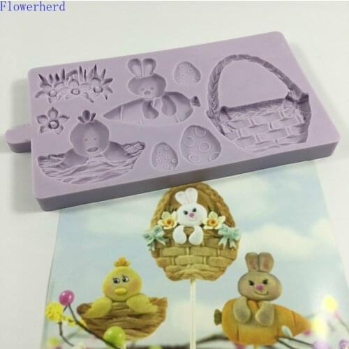 Easter Cookie Mould Rabbit Duck Fondant Cake Silicone Mold Cake Decorations Cartoon Tools DIY Chocolate Mold Pastry Tools Baking
