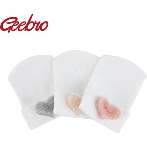 Geebro Soft Newborn Baby Cotton Hospital Hats Childrens Kids Girls Boys heart Beanie Headwear Toddler Soft Beanie Hat