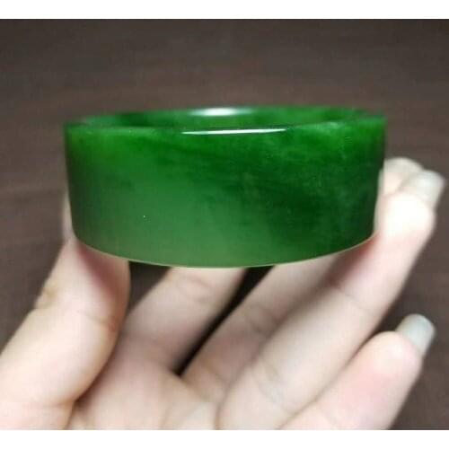 J44#Russian material and Tian Yu ice bottom apple green jasper widened square bracelet