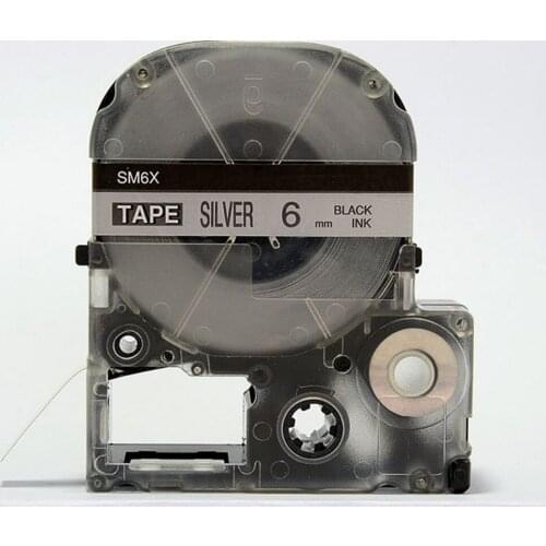 10pcs/lot black on matte silver SM6XC 6mm label tape KINGJIM LC tape cartridge for Tepra Labelworks label printer