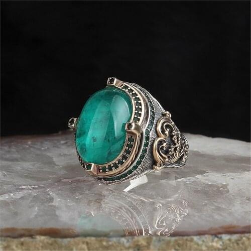 Semi Precious Paraiba Natural Gemstone 925 Sterling 925 K Silver Men 'S Ring