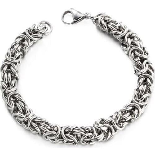 Stainless Steel Vintage Woven Lantern Men Punk Rock Fashion Bracelet Bangle Jewelry Gift For Him