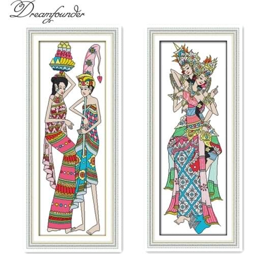 Indonesian dancing cross stitch kit aida 14ct 11ct count printed canvas stitches embroidery DIY handmade needlework