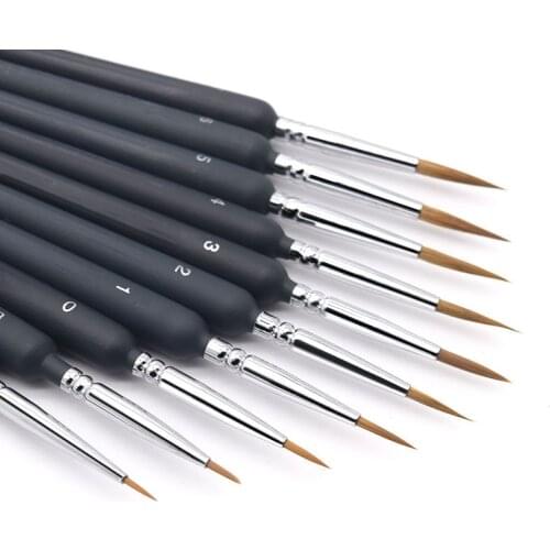 11pcs/set Nylon Hair Oil Paint Brush Set Round Pointed Tip Brush Acrylic DIY Watercolor Pen for Art Artists Painters Beginners