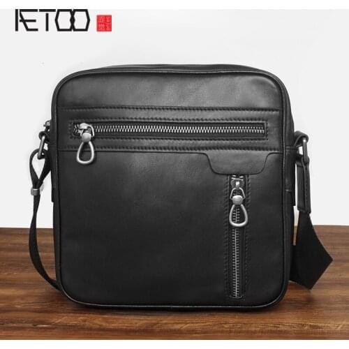 AETOO Genuine leather shoulder bag, first layer leather business casual messenger bag, fashionable leather mens bag