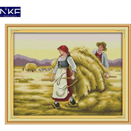 NKF Good harvest figure style handcraft needlepoint kits counted stamped canvas Christmas cross stitch sets for home decoration