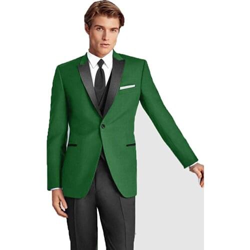 One Button Groomsmen Newest Groom Tuxedos Peak Black Lapel Men Suits Wedding Best Man Blazer ( Jacket+Pants+Vest+Tie ) C475