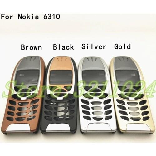 New For Nokia 6310i Cover Case Housing 6310 Battery Door Middle Frame Front Bezel Replace Part (NO Keyboard Keypad) + Logo