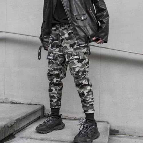 Autumn winter mens multi pockets camouflage joggers street hip hop cargo pants man harajuku casual camo army military pants