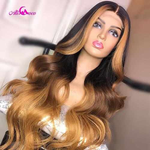 Ali Coco 13x4 Highlight Colored Hair Brazilian Body Wave Wig Highlight Lace Front Human Hair Wigs For Black Women 13x6 Lace Wigs