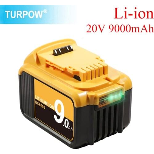 Turpow 9000mAh 20V Rechargeable Battery for DeWalt DCB184 DCB200 DCB182 DCB180 DCB181 DCB182 Power Tool Battery 20 volt