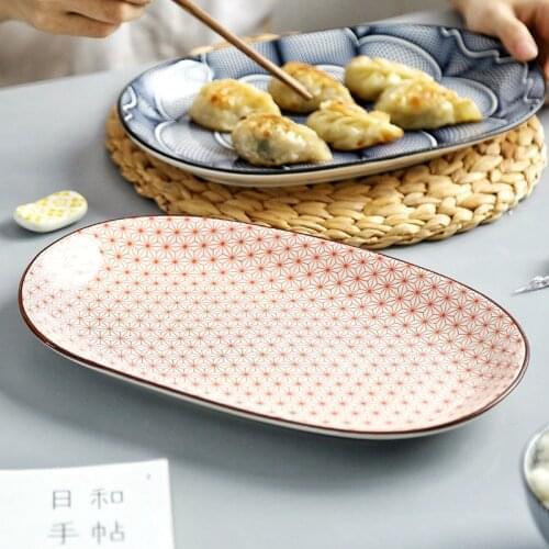 12 inch Japanese style fish plate under glaze color home dish dish dish hotel creative dish dish