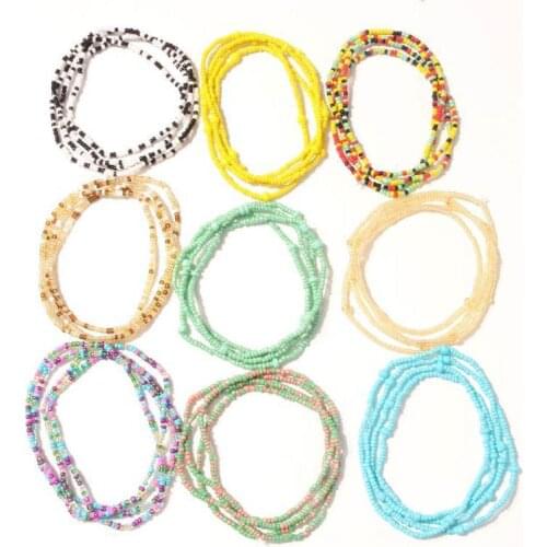 Q Sexy Summer Beach Accessories Elastic Waist Chain Women Body Chain Jewelry Bohemia Belly Chains Double Strand Bead Waistband