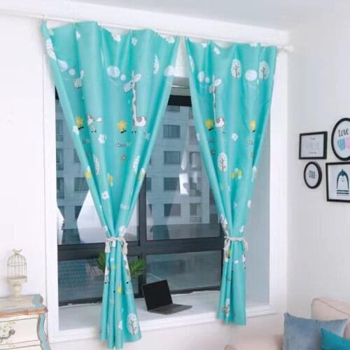 1pcs Bay Window Thin Section Perforated Blackout Curtains Dormitory Bedroom Home Curtains Simple Modern Printed Textiles F8266