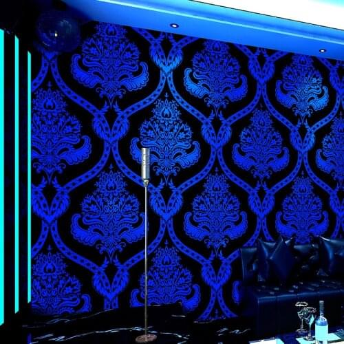 Modern European 3D Damask Wall Papers KTV Room Gold Foil Reflective Wallpaper Roll for Bar Shop Ball Walls Background Mural