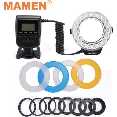 MAMEN 5-15cm Macro LED Ring Flash Light Studio Light 3000-15000K For Canon Nikon Panasonic DSLR Camera Universal Flash Speedlite