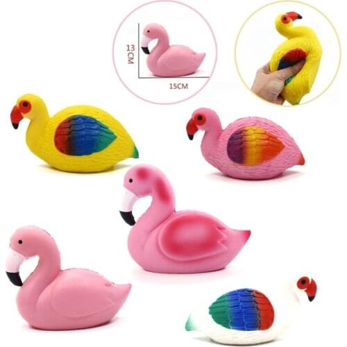 Squishy Flamingo Model Toys Slow-Rising PU Squishies Cartoon Animal Stress Relieve Decoration