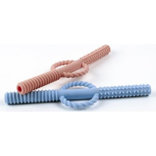 Hollow Teething Tube Soft Silicone Textured Teether Stick for Sensory Exploration Chewing Nursing Soother Molar Toy