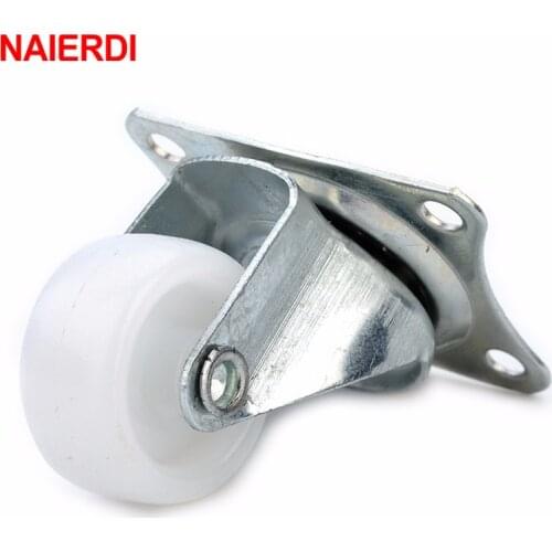 NAIERDI 4PCS Universal Swivel Casters 1.5" Wheels Castor White PP Nylon Dual Roller Bearing Wheel For Platform Trolley Chair